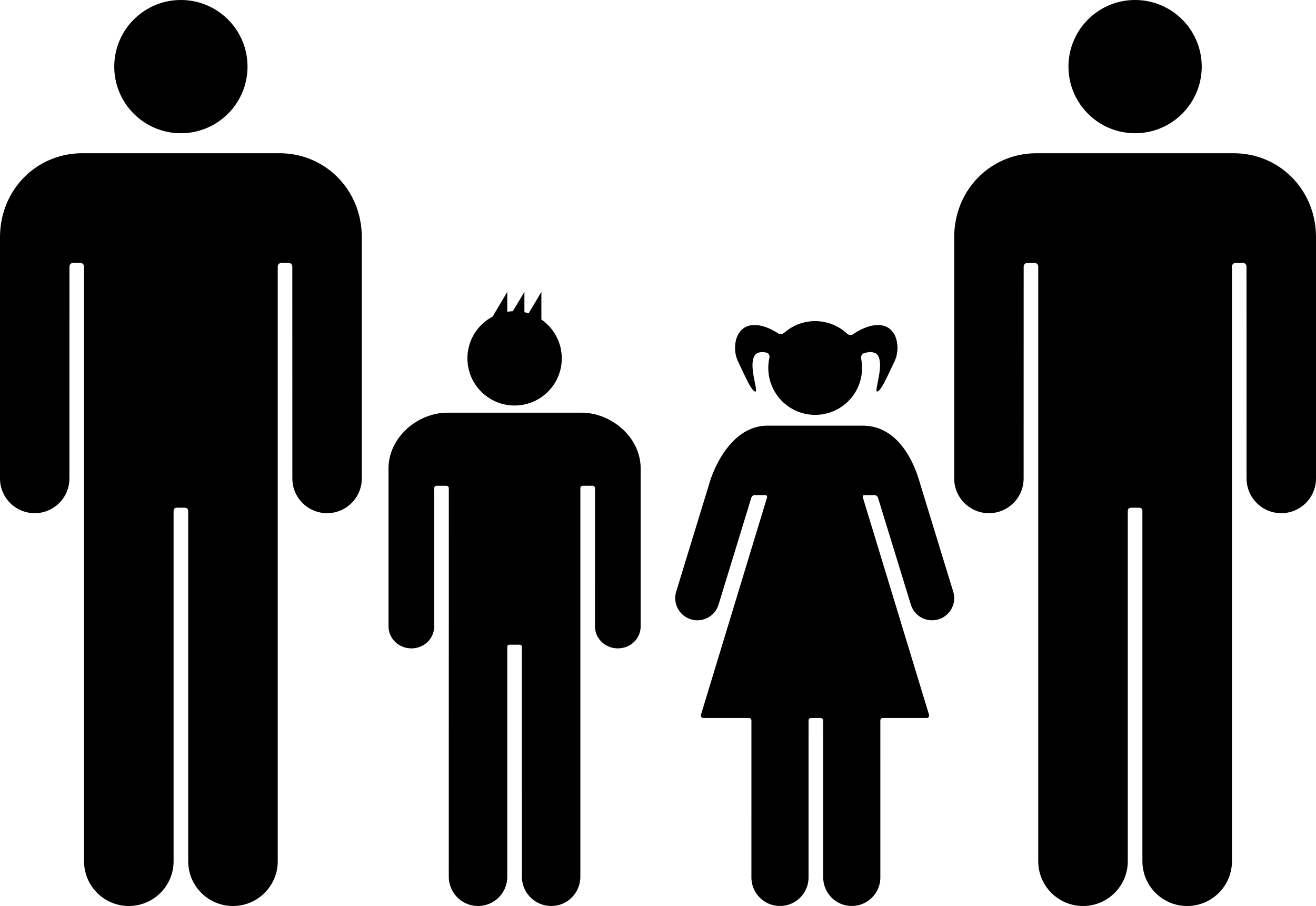 Familiar Group With Two Fathers One Son And One Daughter Svg Line Art Free Vectors